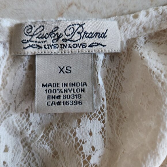 Women's Lucky Brand Lace Overlay Blouse Cream  XS. - Picture 10 of 12